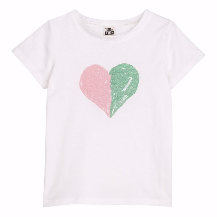 Camiseta corazón verde/rosa brillantina