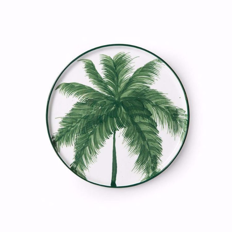 Plato cerámica de palmeras verde, postre. Hkliving
