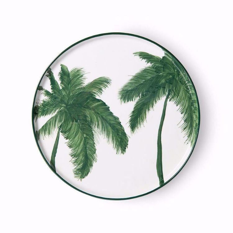 Plato cerámica de palmeras verde, bajoplato. Hkliving